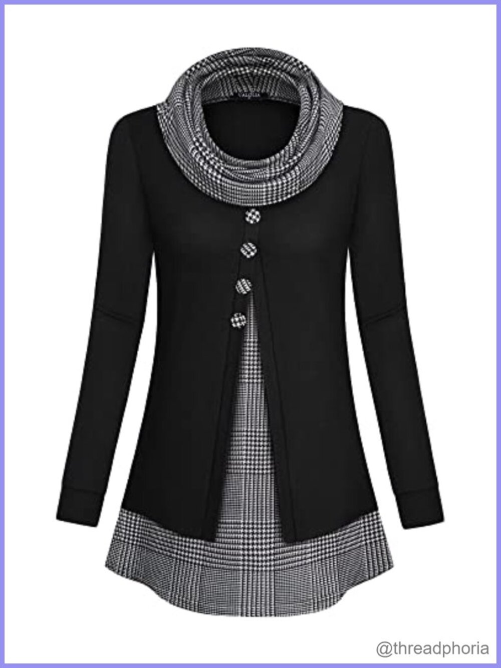 Womens Cowl Neck Long Sleeve Tunic Top Button Casual Loose Knit Shirt